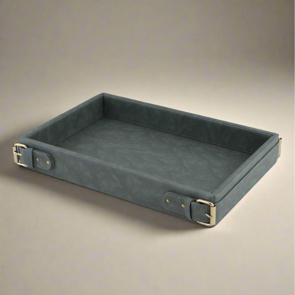 Buy Redvo Vegan Leather Serving Tray - Grey Serving Tray from Vaaree