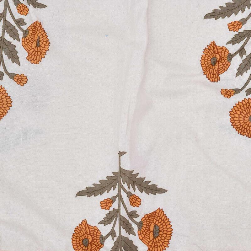 Buy Hansa Floral Reversible Dohar - White & Orange Dohars from Vaaree