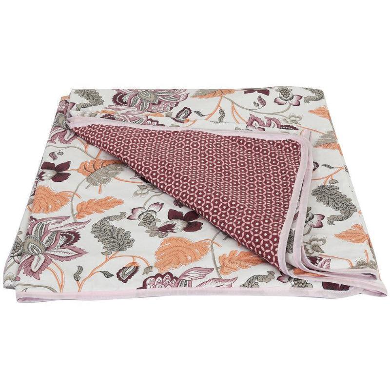 Dohars - Venna Floral Reversible Dohar - Red & Peach