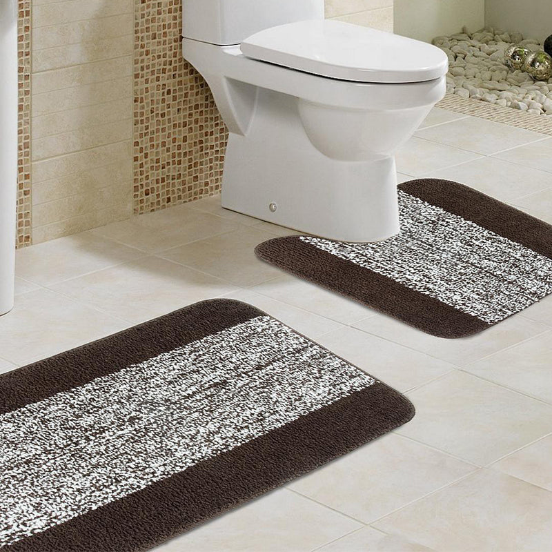 Buy Marvis Anti Skid Bath Mat & Contour Mat (Brown)- Two Piece Set Bath Mats from Vaaree