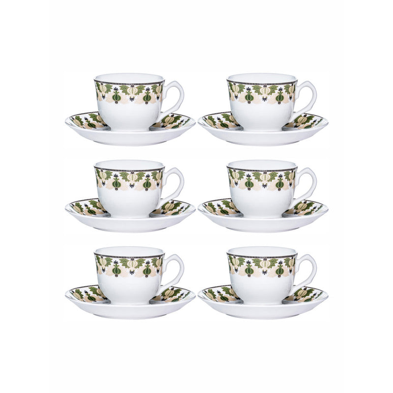 Tea Sets & Tea Pots - Nysa Ethnic Cup & Saucer Set (170 ML) - Twelve Piece Set