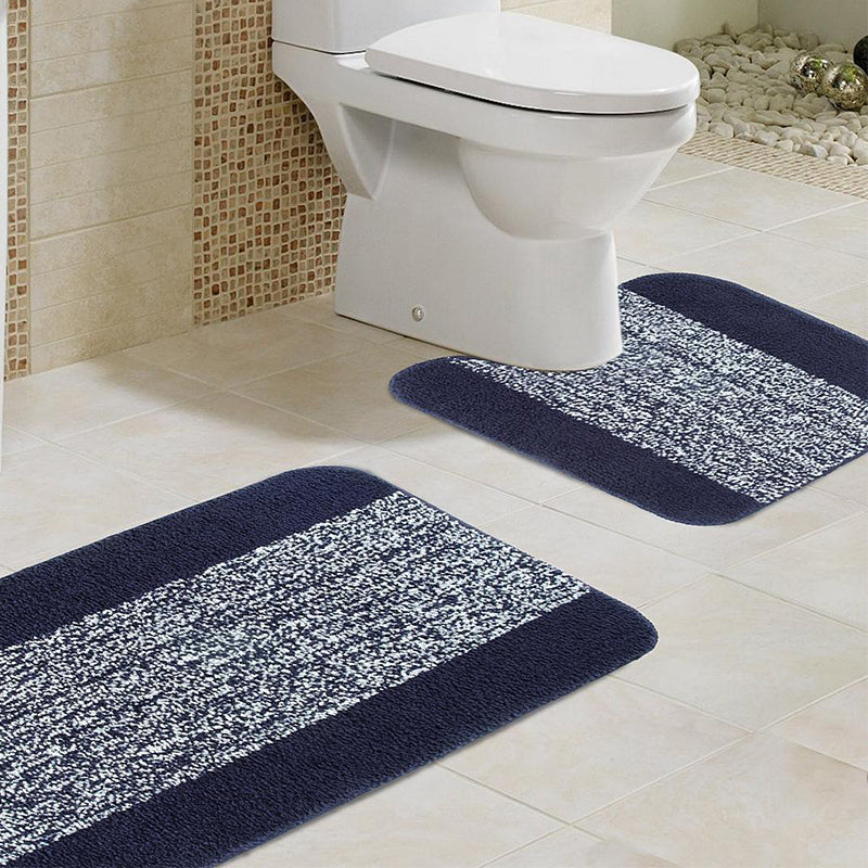 Buy Marvis Anti Skid Bath Mat & Contour Mat (Blue)- Two Piece Set Bath Mats from Vaaree