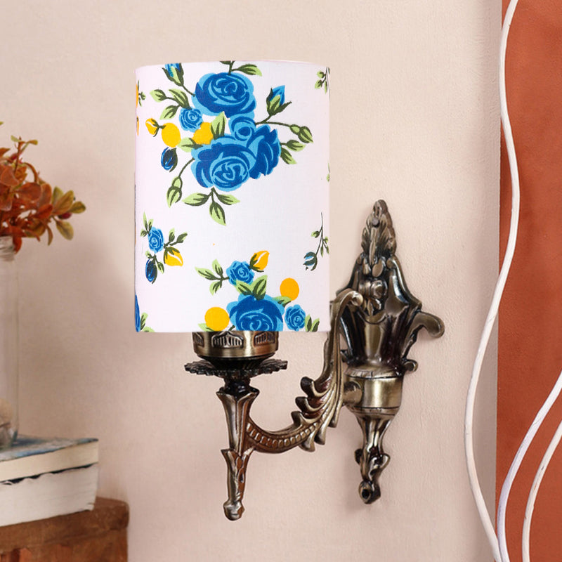 Wall Lamp - Vista Edrel Blue Fleur Cylindrical Wall Lamp