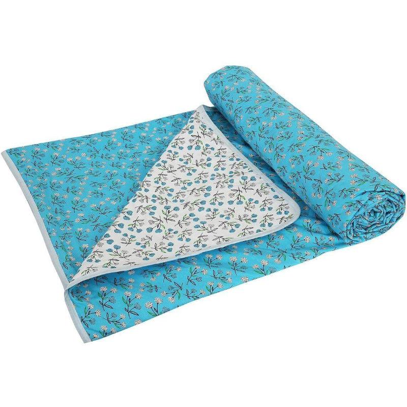 Buy Zinnia Floral Reversible Dohar - Blue Dohars from Vaaree