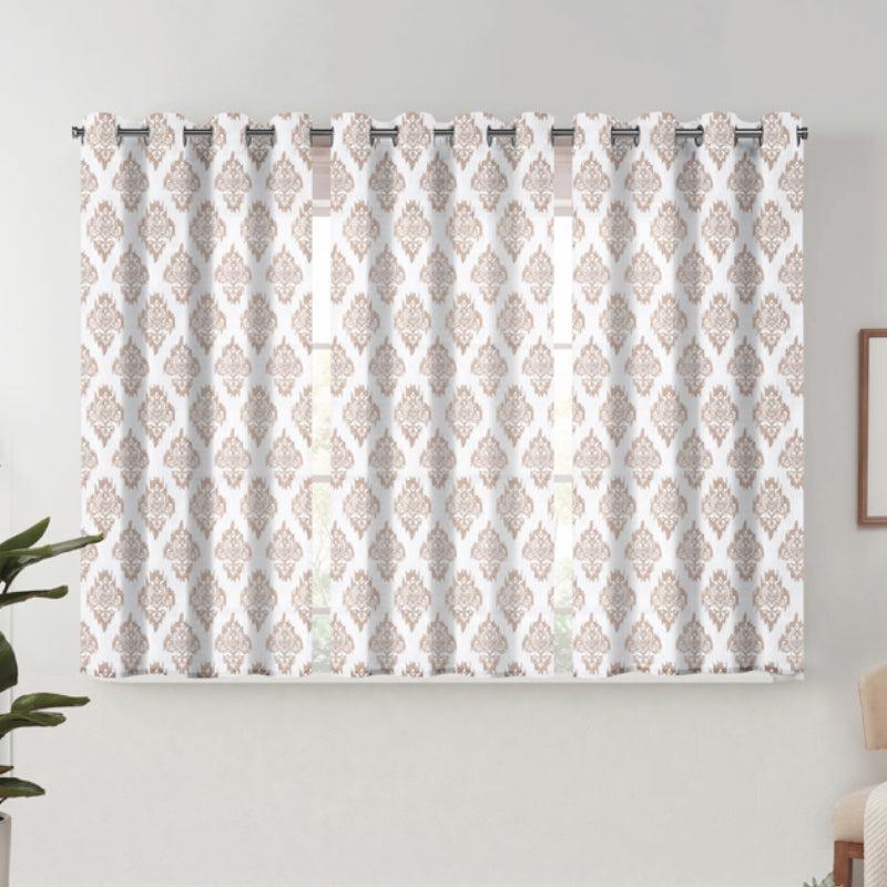 Buy Vivienne Ethnic Semi Sheer Curtain (Beige & White) - Set Of Three Curtains from Vaaree