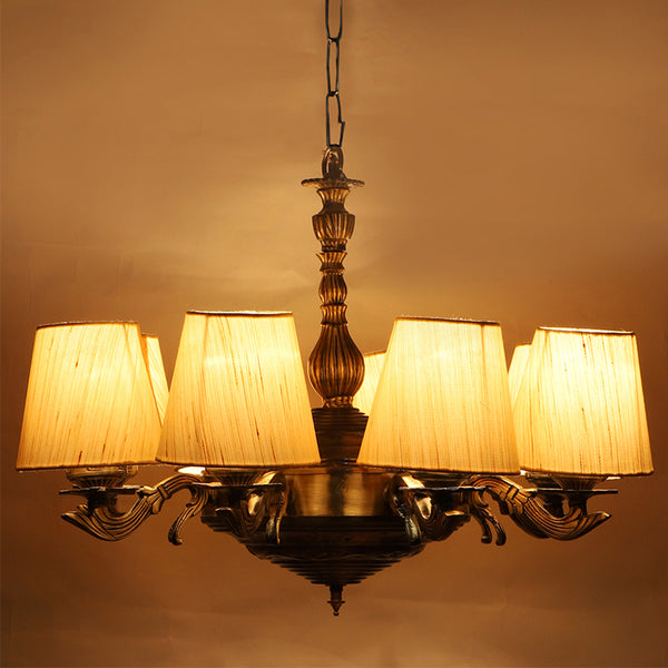 Buy Vilona Conical Golden Antique Chandelier - Off White Ceiling Lamp from Vaaree