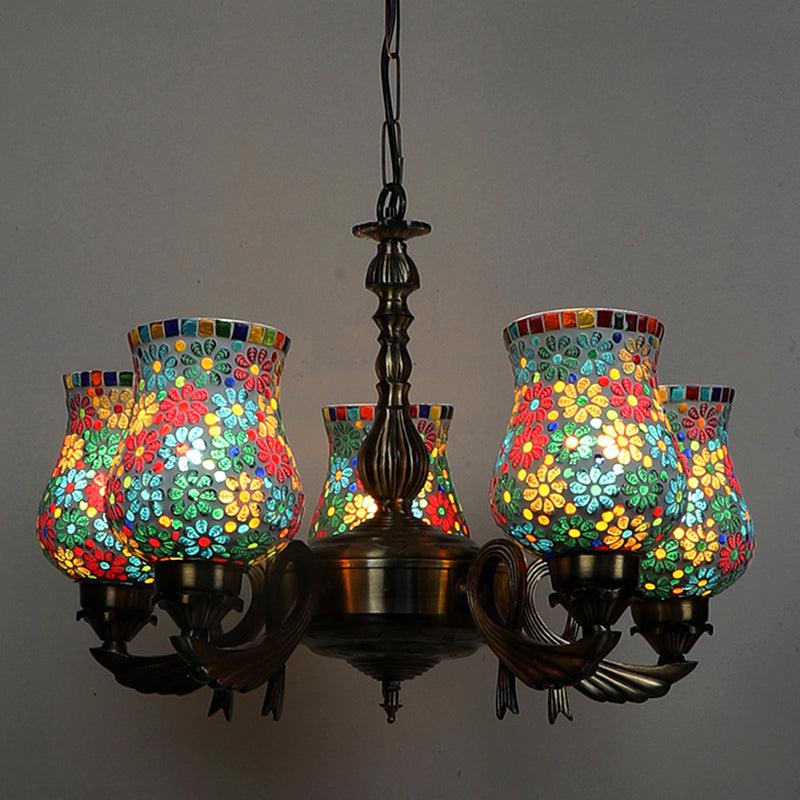 Buy Omra Vistara Mosaic Golden Antique Chandelier Ceiling Lamp from Vaaree