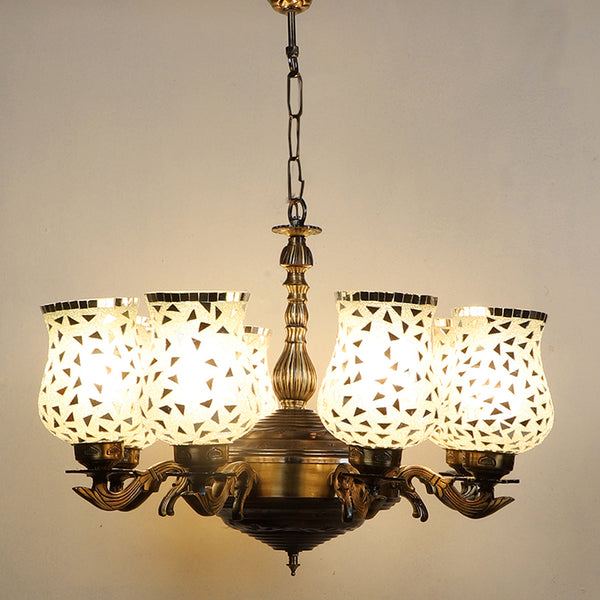 Buy Asta Vilona Mosaic Golden Antique Chandelier Ceiling Lamp from Vaaree