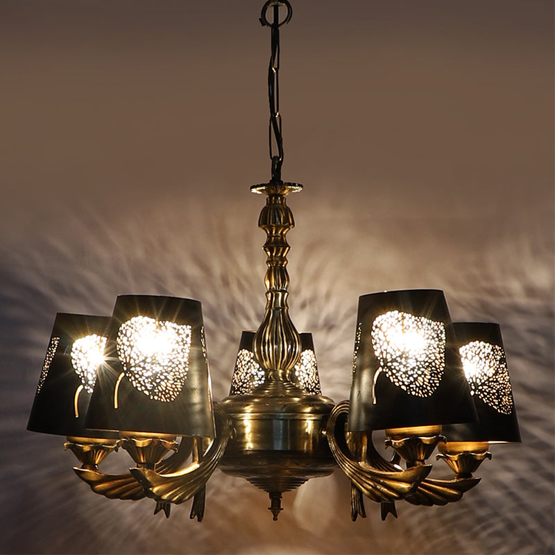 Ceiling Lamp - Candra Etched Vistara Golden Antique Chandelier