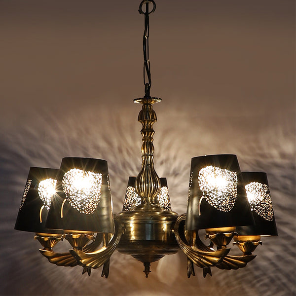 Buy Candra Etched Vistara Golden Antique Chandelier Ceiling Lamp from Vaaree