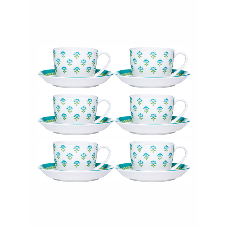 Buy Fleurista Cup & Saucer (180 ML) - Set Of Twelve Tea Cup & Saucer from Vaaree