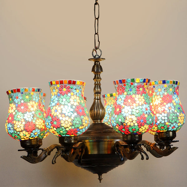 Buy Ervo Vilona Mosaic Golden Antique Chandelier Ceiling Lamp from Vaaree