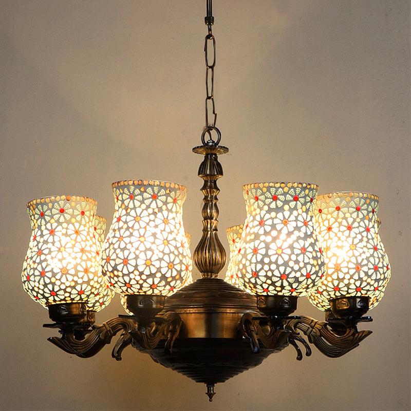 Buy Dinara Vilona Mosaic Golden Antique Chandelier Ceiling Lamp from Vaaree