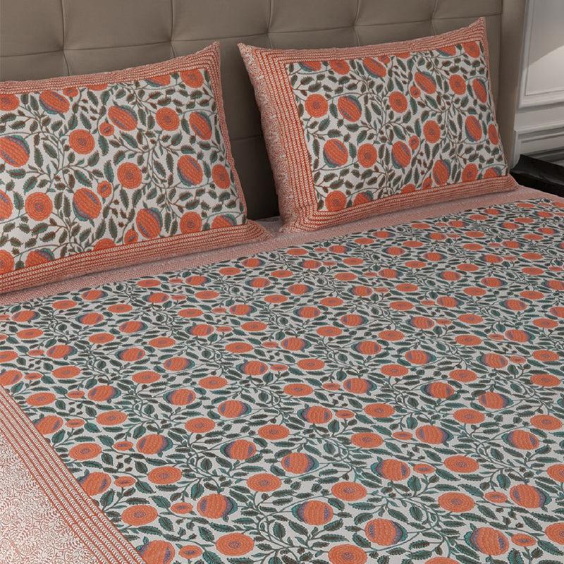 Bedsheets - Kavin Floral Bedsheet - Peach