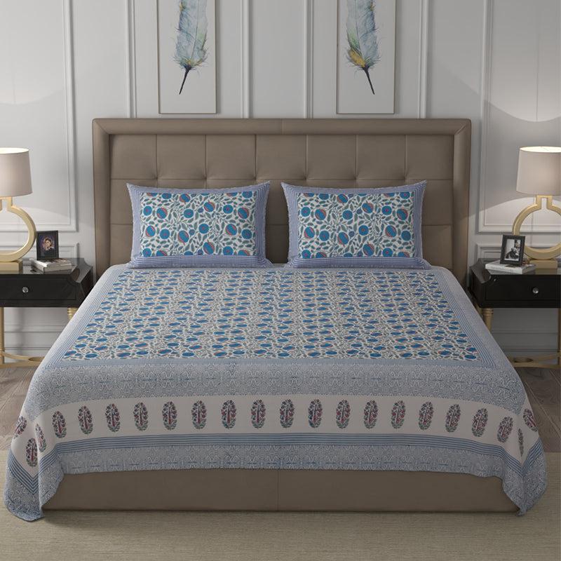 Buy Kavin Floral Bedsheet - Blue Bedsheets from Vaaree