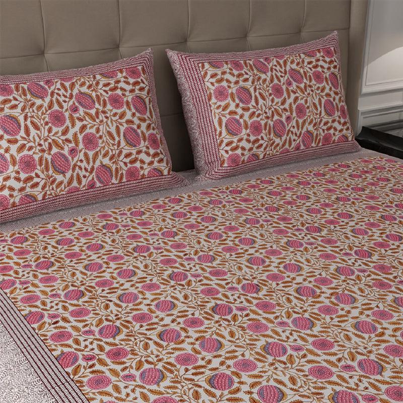 Bedsheets - Kavin Floral Bedsheet - Pink