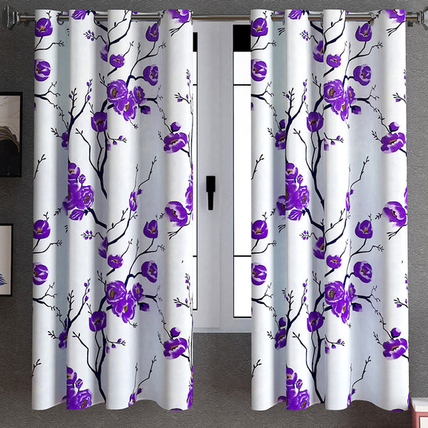 Helio Floral Curtain (Purple) - Set Of Two