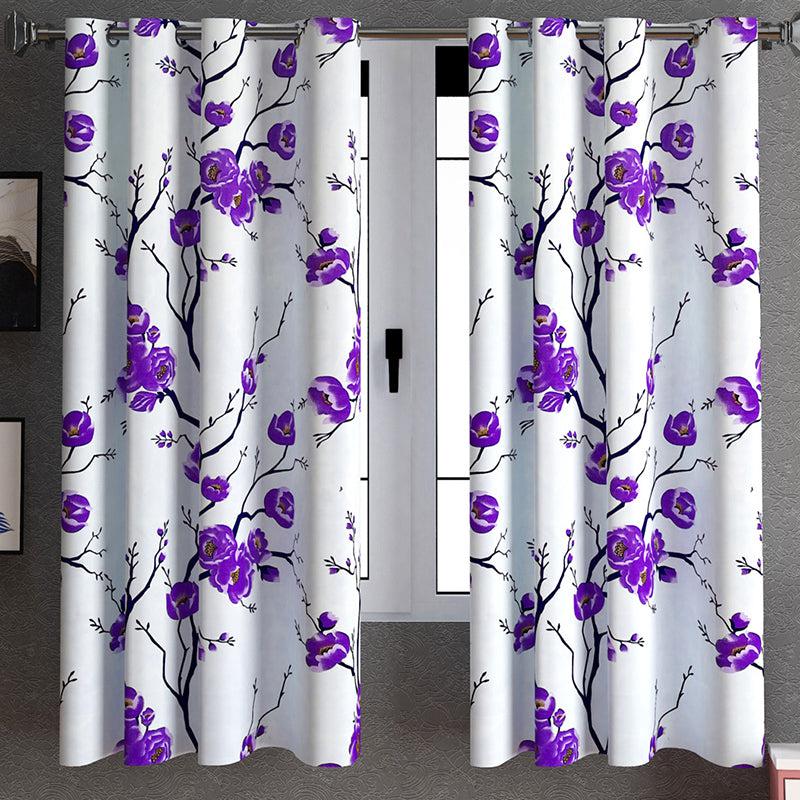 Buy Helio Floral Curtain (Purple) - Set Of Two Curtains from Vaaree