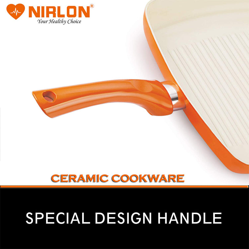 Buy Nirlon Orange Grill Pan - 1500 ML/9 Inches Grill Pan from Vaaree