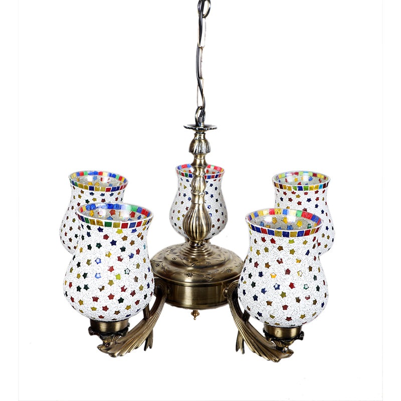 Ceiling Lamp - Ekta Vistara Mosaic Golden Antique Chandelier