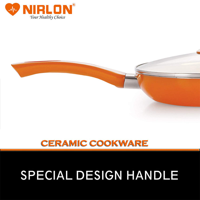 Buy Nirlon Orange Frying Pan With Lid - 1500 ML/9 Inches Frying Pan from Vaaree