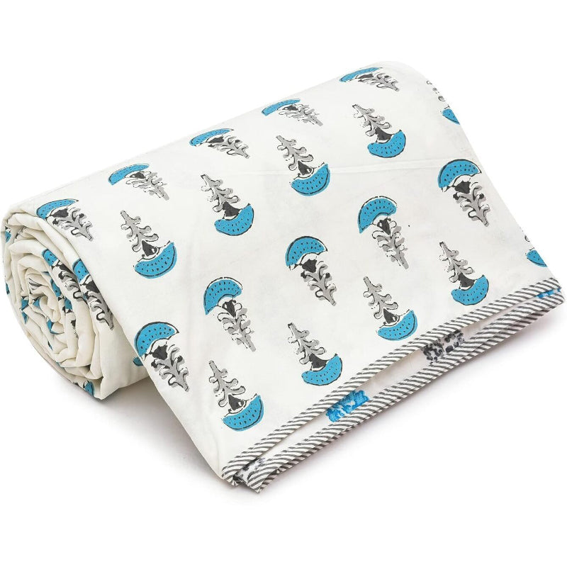 Buy Mushroom Flora Reversible Dohar - Blue & White Dohars from Vaaree