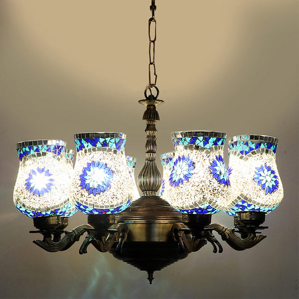 Buy Prita Vilona Mosaic Golden Antique Chandelier Ceiling Lamp from Vaaree