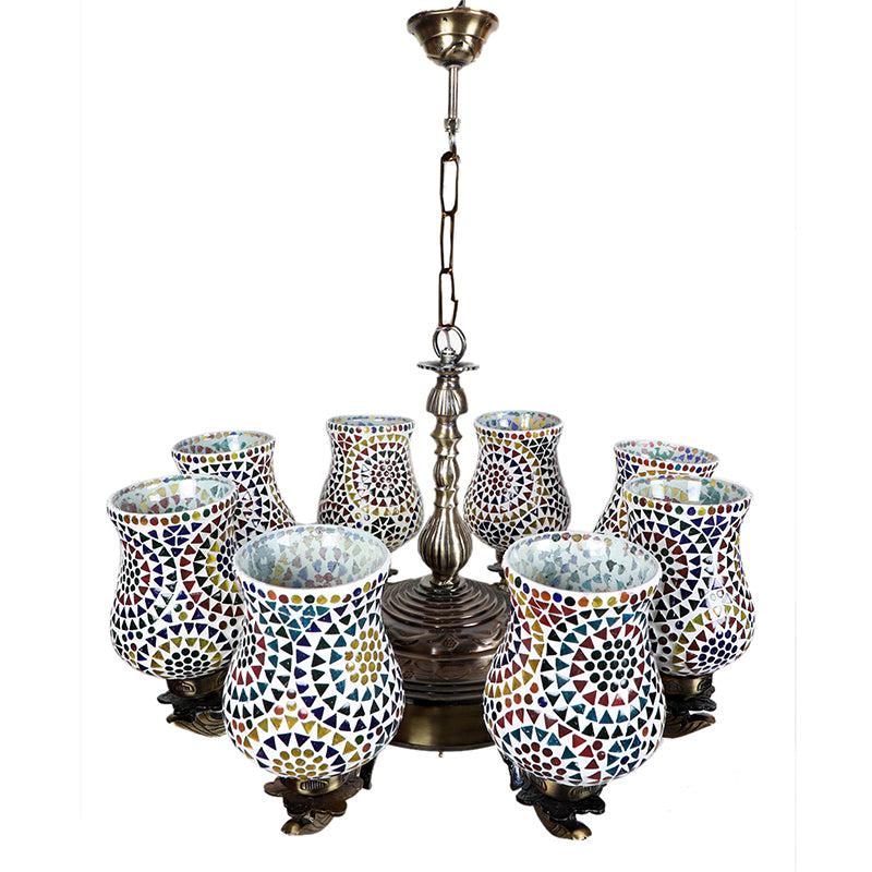 Buy Zava Vilona Mosaic Golden Antique Chandelier Ceiling Lamp from Vaaree