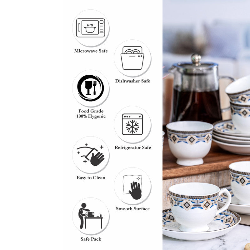 Tea Sets & Tea Pots - Siso Ethic Cup & Saucer Set (170 ML) - Twelve Piece Set