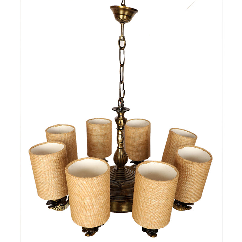 Buy Vilona Cylindrical Chandelier- Beige Ceiling Lamp from Vaaree