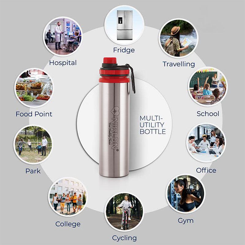 Buy Solene Stainless Steel Water Bottle (Red) - 900 ML Bottle from Vaaree