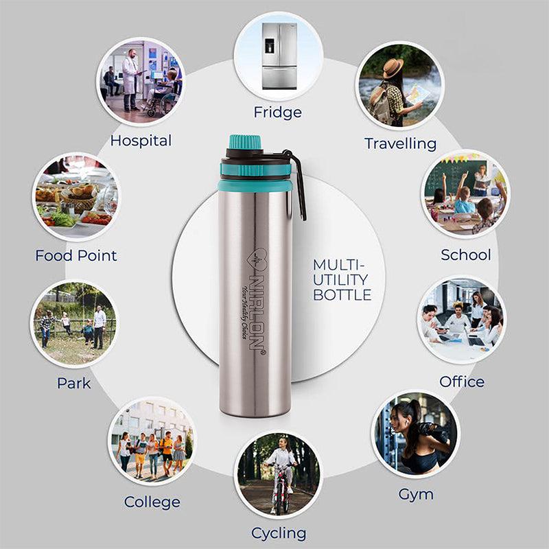 Buy Solene Stainless Steel Water Bottle (Blue) - 900 ML Bottle from Vaaree