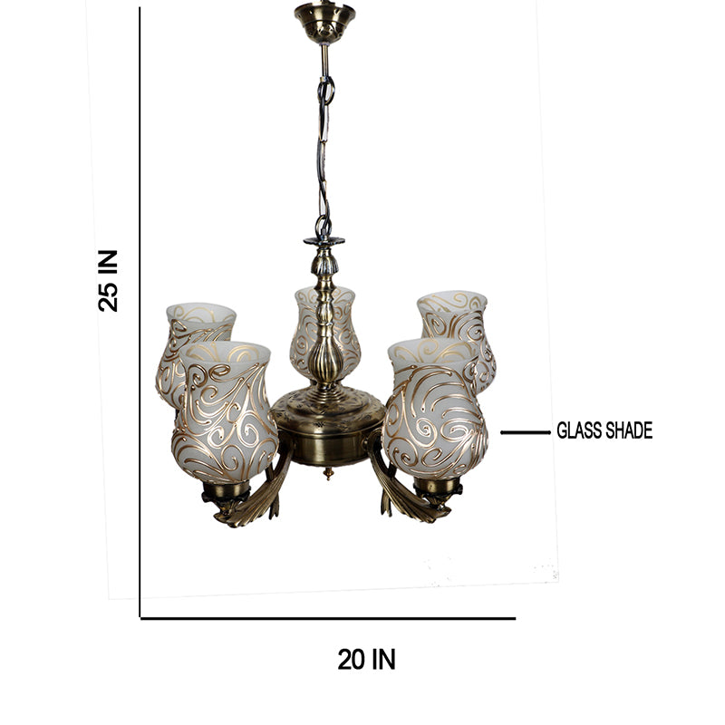 Buy Dila Vistara Mosaic Golden Antique Chandelier Ceiling Lamp from Vaaree