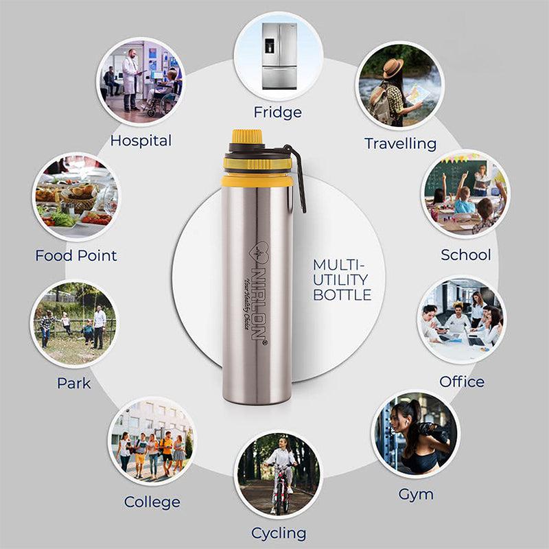 Buy Solene Stainless Steel Water Bottle (Yellow) - 900 ML Bottle from Vaaree