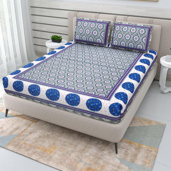 Buy Daya Ethnic Bedsheet - Blue Bedsheets from Vaaree