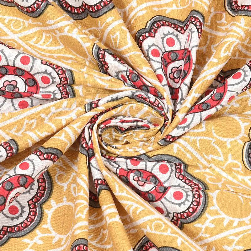 Buy Daya Ethnic Bedsheet - Yellow & Peach Bedsheets from Vaaree