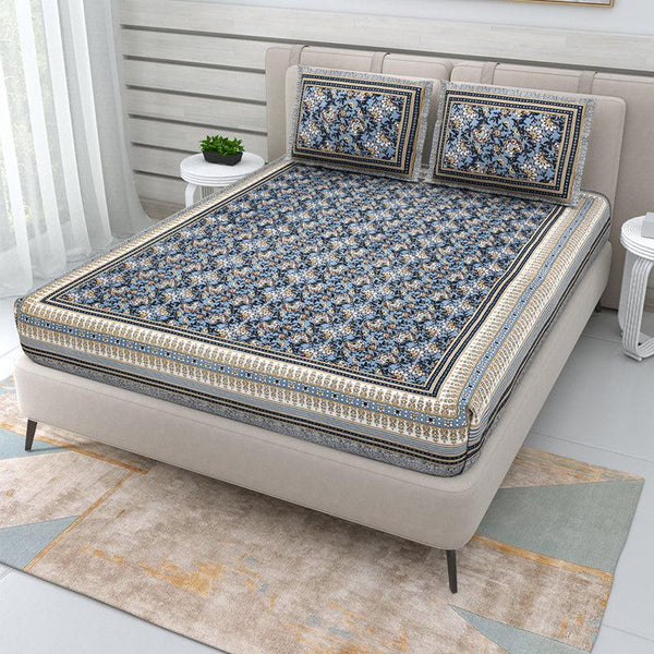 Buy Kedar Ethnic Bedsheet - Blue Bedsheets from Vaaree