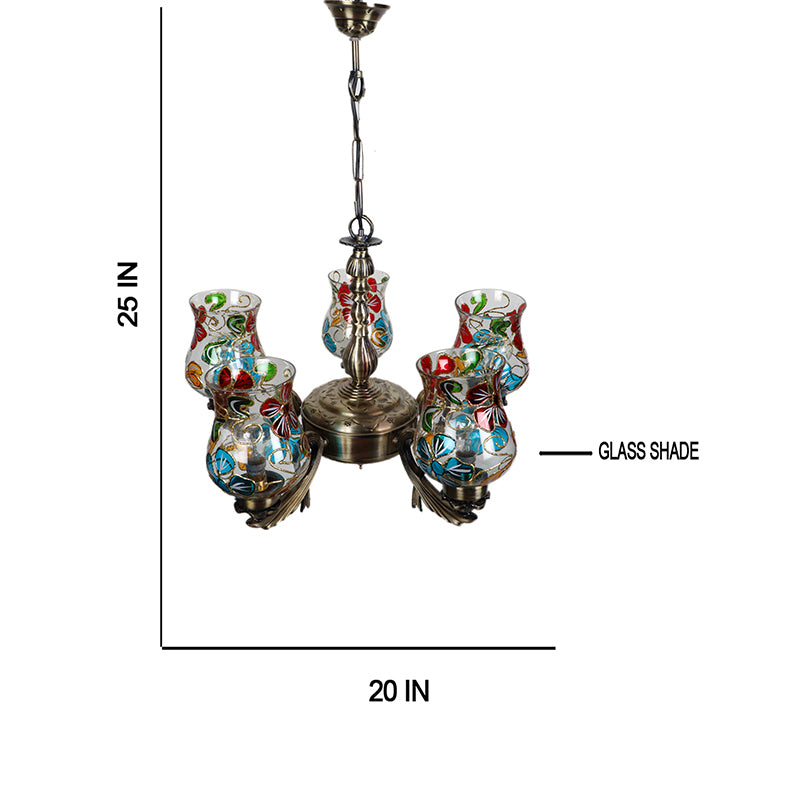 Buy Fumo Vistara Mosaic Golden Antique Chandelier Ceiling Lamp from Vaaree