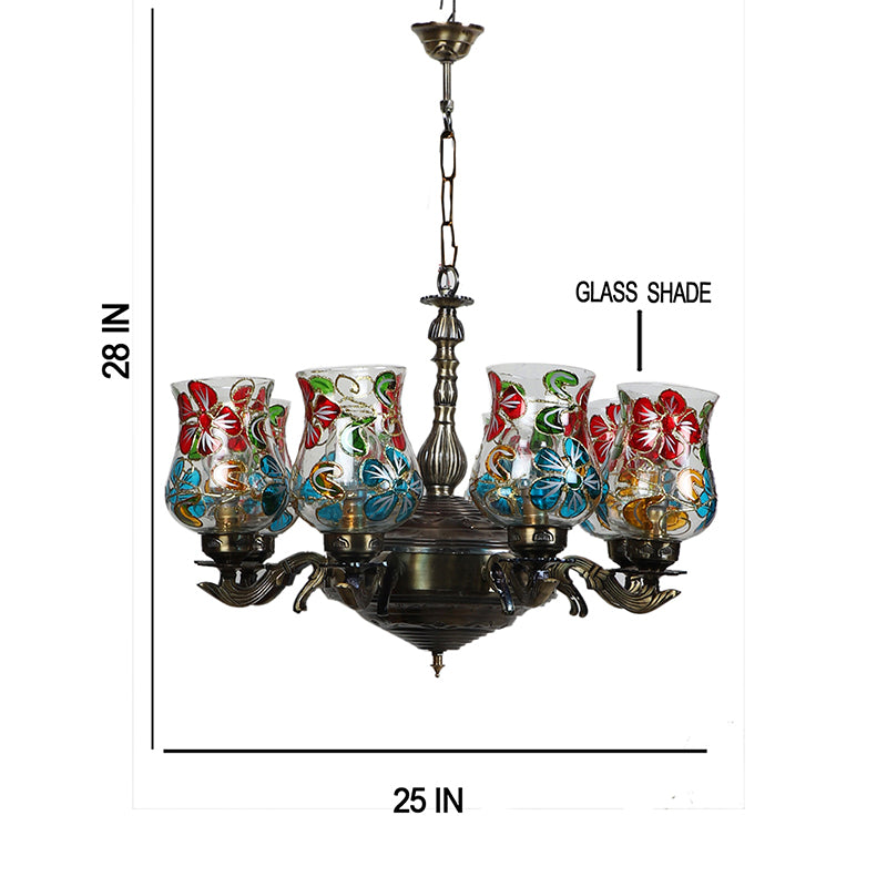 Buy Fumo Vilona Mosaic Golden Antique Chandelier Ceiling Lamp from Vaaree