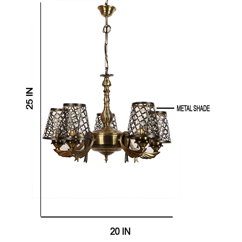 Buy Enva Etched Vistara Golden Antique Chandelier Ceiling Lamp from Vaaree