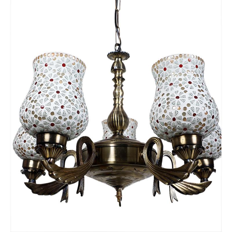 Buy Dinara Vistara Mosaic Golden Antique Chandelier Ceiling Lamp from Vaaree