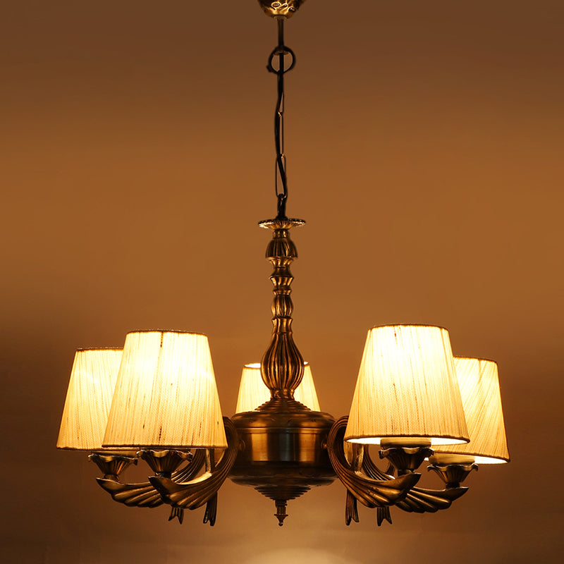 Buy Vistara Conical Golden Antique Chandelier - Off White Ceiling Lamp from Vaaree