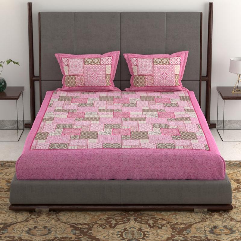 Buy Priti Patchwork Printed Bedsheet - Pink Bedsheets from Vaaree