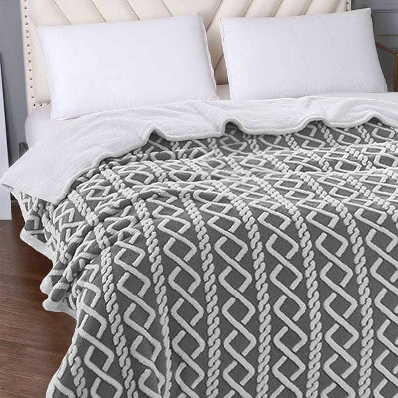 Buy Oriella Geomatric Blanket - Grey Blankets from Vaaree