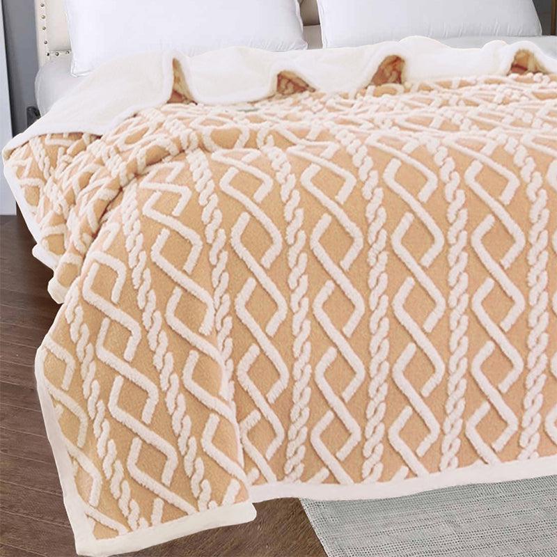 Buy Oriella Geomatric Blanket - Beige Blankets from Vaaree