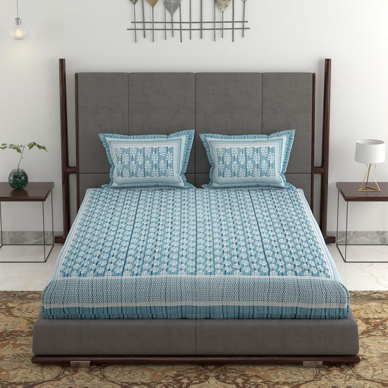 Buy Odin Ethnic Bedsheet - Blue Bedsheets from Vaaree