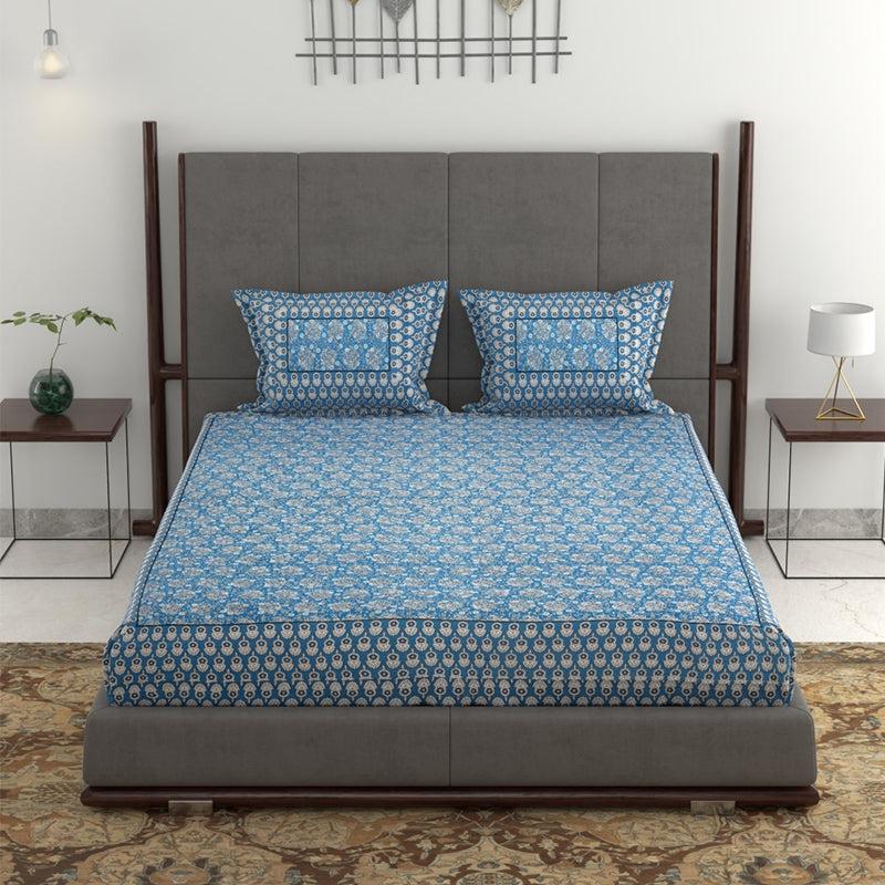 Buy Tuhin Ethnic Bedsheet - Blue Bedsheets from Vaaree