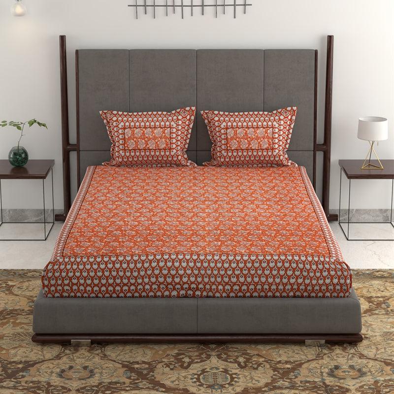 Buy Vidhu Printed Bedsheet - Vermilion Bedsheets from Vaaree