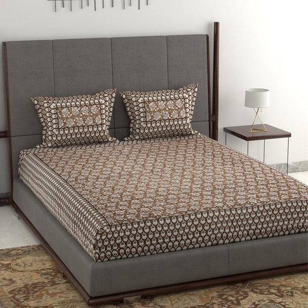 Buy Tuhin Ethnic Bedsheet - Brown Bedsheets from Vaaree