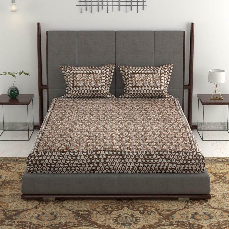 Buy Vidhu Printed Bedsheet - Brown Bedsheets from Vaaree